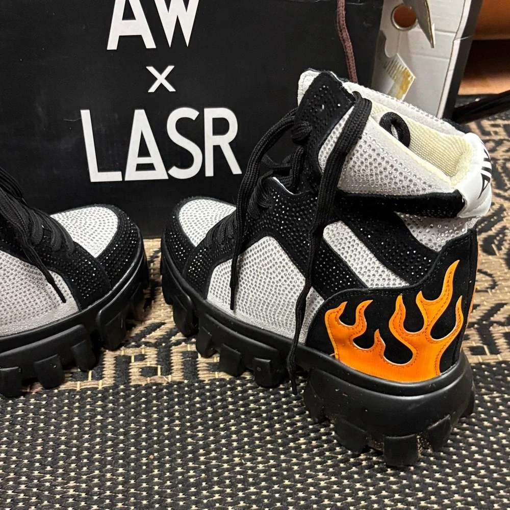 Anthony Wang x LASR Black and White High-Top Sneakers women’s 7.5 - Picture 4 of 13